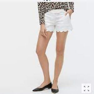 J. Crew White Scallop Shorts